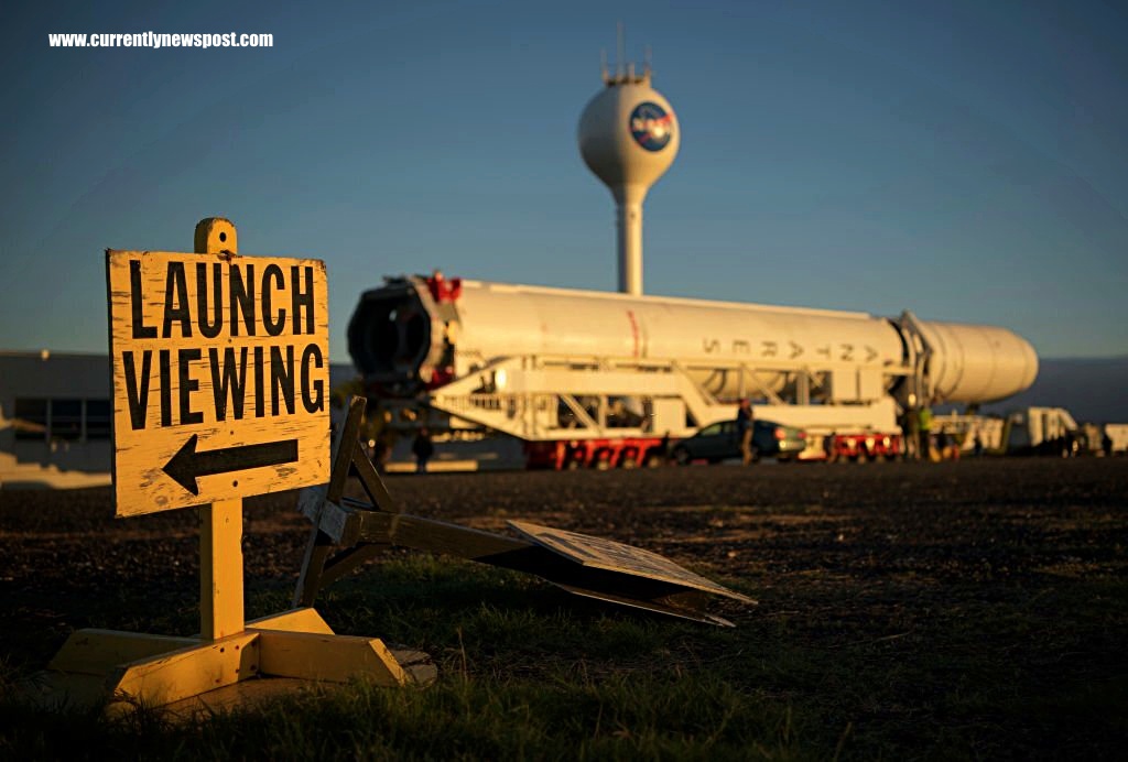 Northrop Grumman's Antares rocket rolls to the launch pad